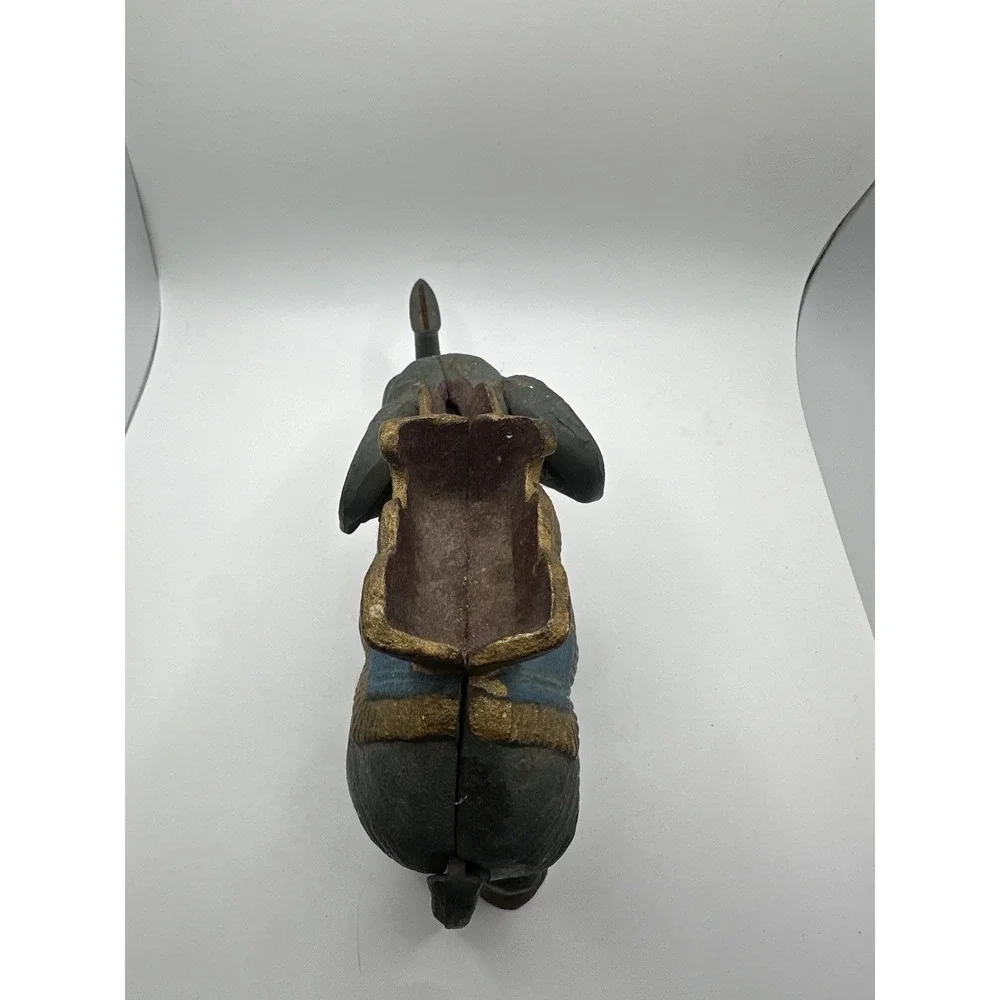 Vintage Cast Iron Hand Painted Gray Elephant Mechanical Coin Bank - Picture 11 of 12
